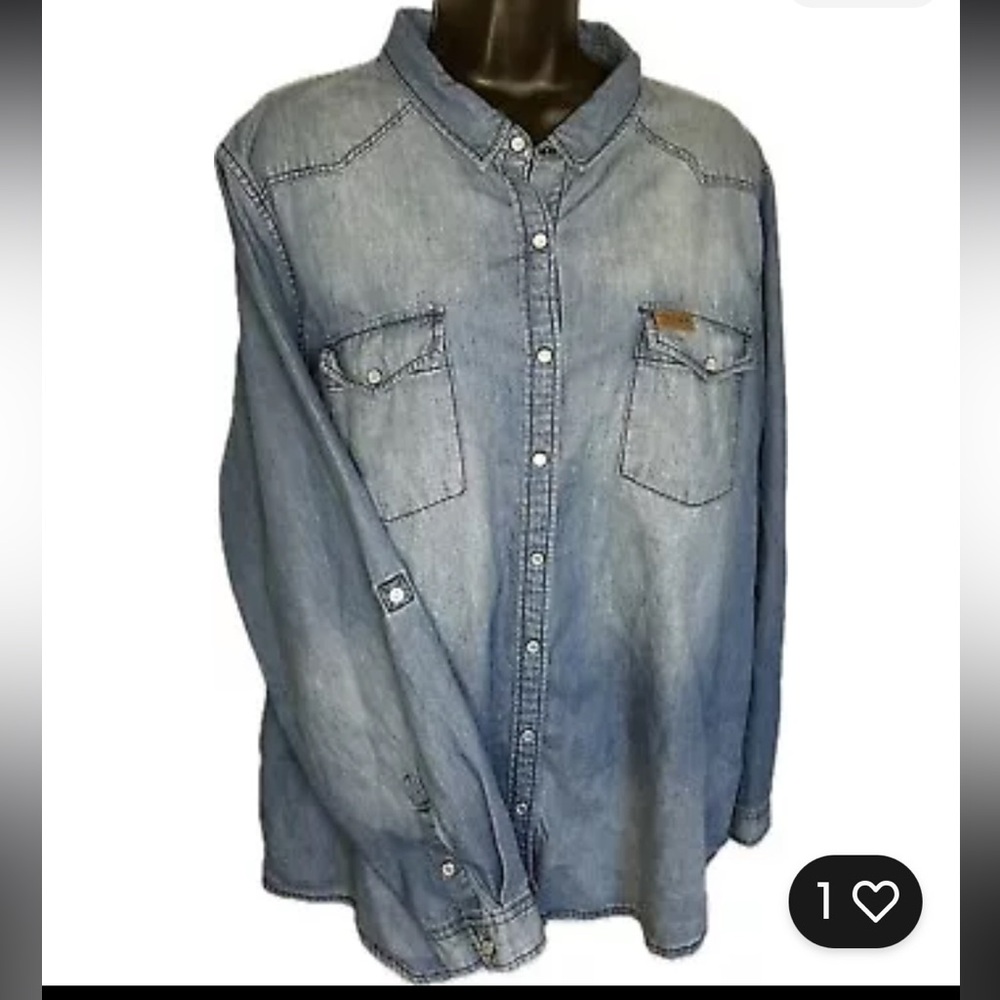 Indian Motorcycle Women's Western Denim Shirt Button Up 2XL P501382